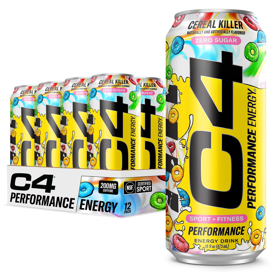 C4 Energy zero-sugar can front on counter for a quick morning boost.