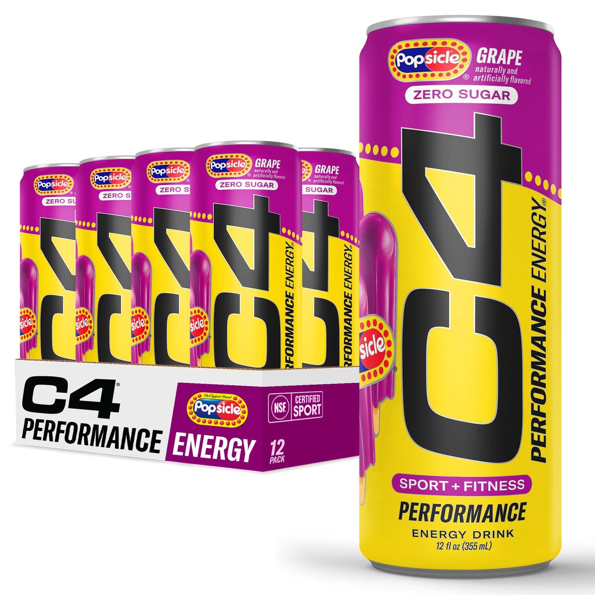 C4 Performance Energy Drink grape popsicle can for preworkout energy and endurance