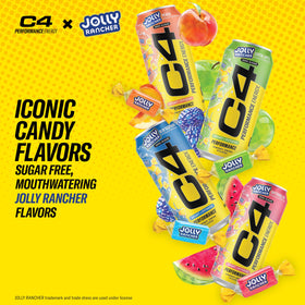 C4 Jolly Rancher Green Apple can with zero sugar for crisp flavor and clean energy.