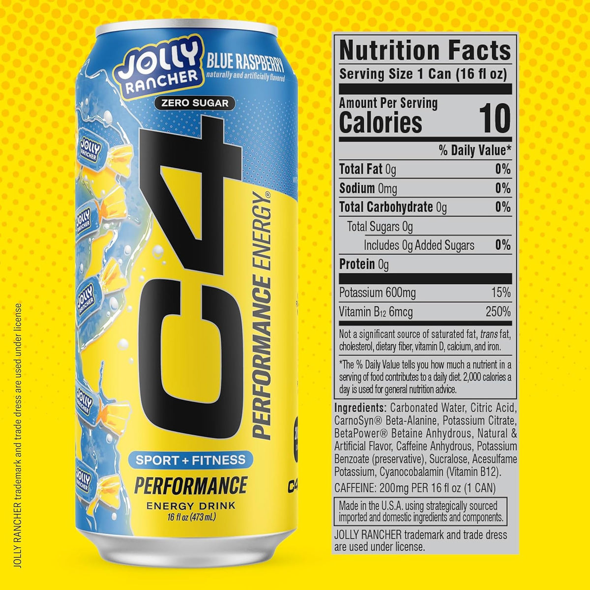 C4 Jolly Rancher Peach can delivers fruity notes and convenient pre-workout energy.