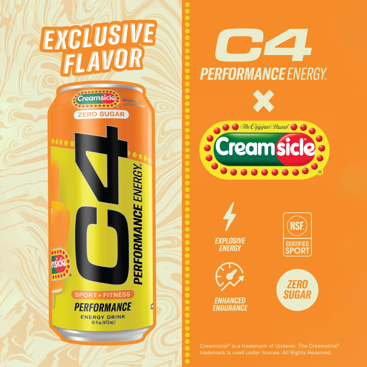 C4 Orange Creamsicle being poured into a glass for pre-workout energy