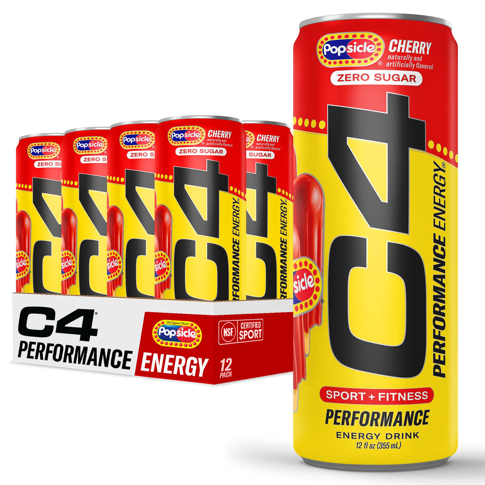 C4 Performance Energy Cherry Popsicle can for preworkout energy and sustained focus
