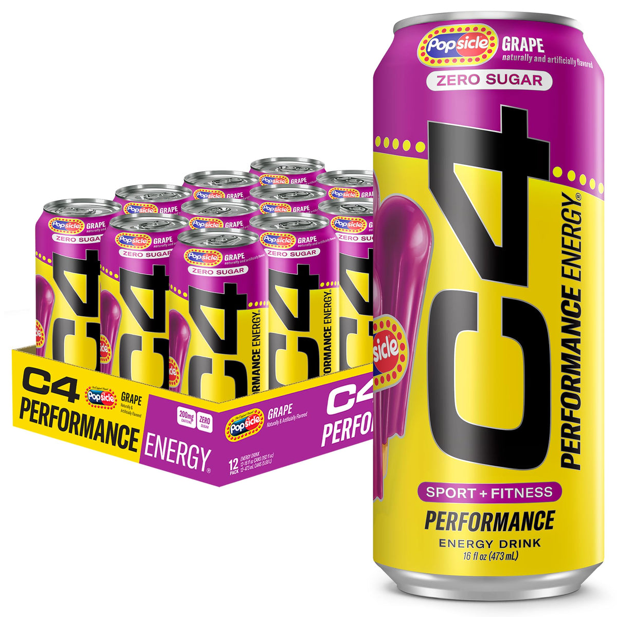 C4 Performance Energy Drink bottle pour showcases fast pre-workout energy onset