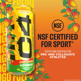 C4 Mango Fuego can side view with bold branding