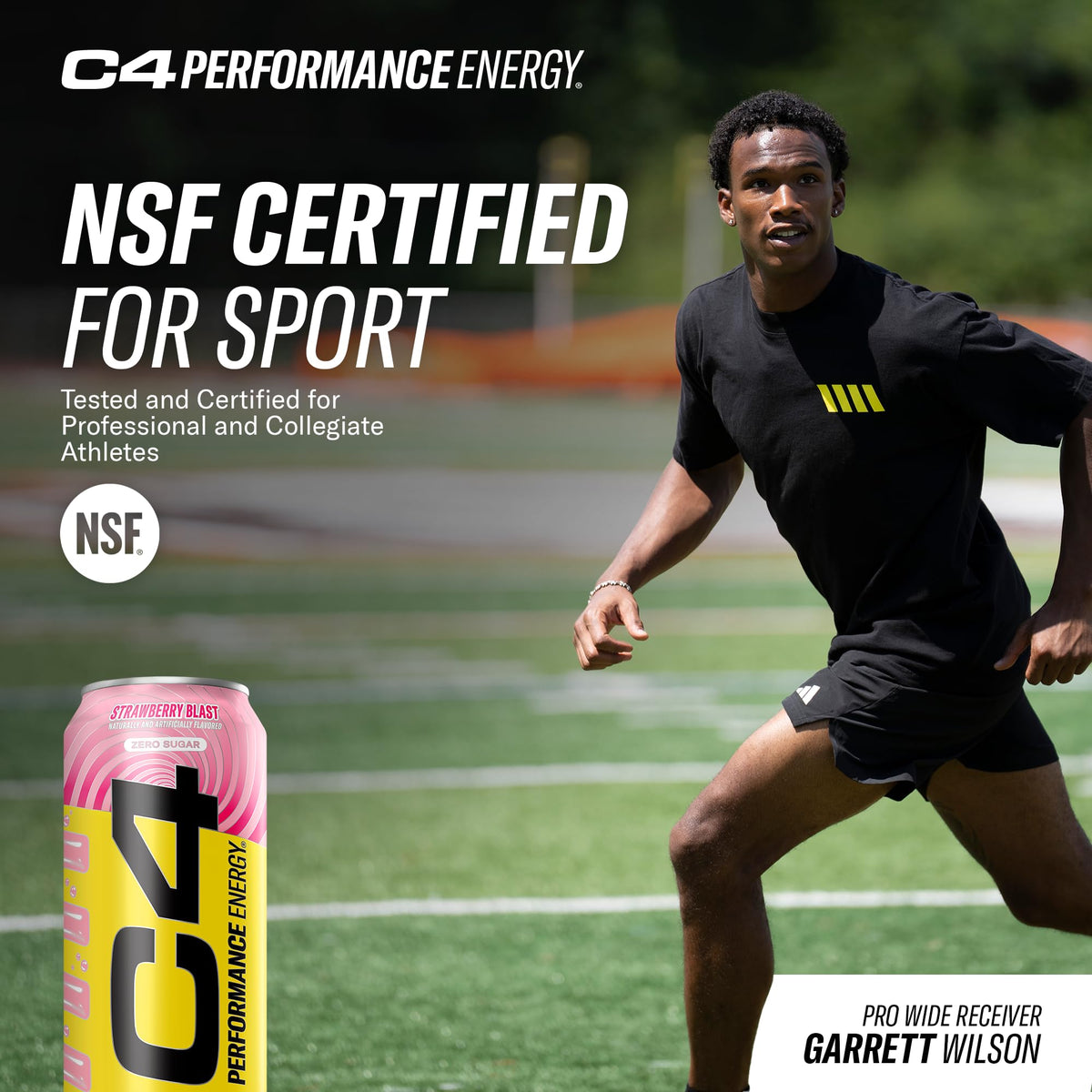 C4 NSF-certified for sport badge signals trusted, sport-friendly energy.