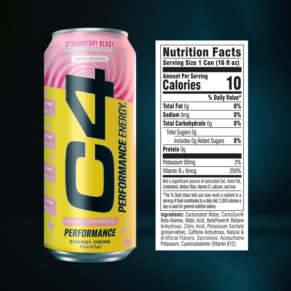 C4 Strawberry Blast pour demonstrates ready-to-drink energy on the go.