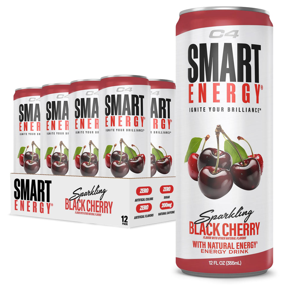 C4 Smart Energy Black Cherry can for sustained alertness during work and workouts.