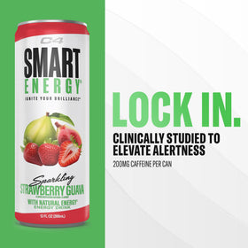 C4 Smart Energy Strawberry Guava label highlights Cognizin and InnovaTea benefits for focus