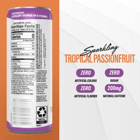 Label art for C4 Smart Energy Tropical Passionfruit emphasizing sugar-free formula