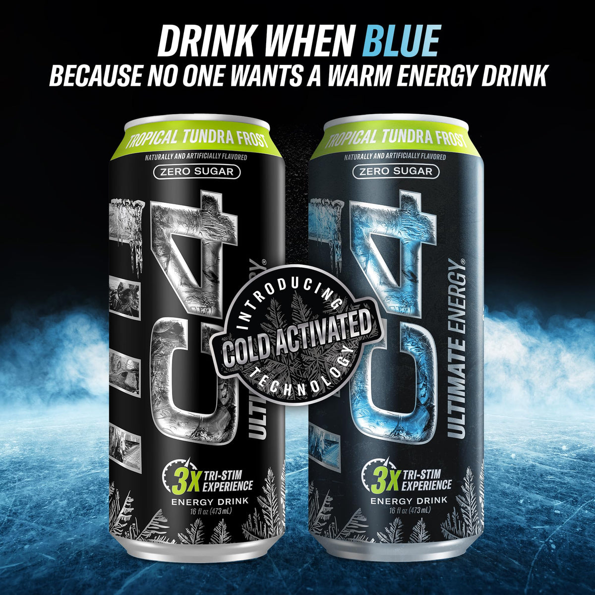 C4 Ultimate artificial colors dyes-free claim highlights clean energy formula.