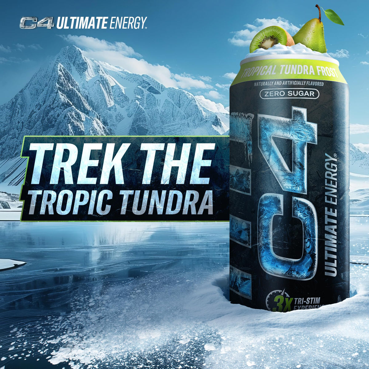 C4 Ultimate can being poured into glass for on-the-go refreshment.