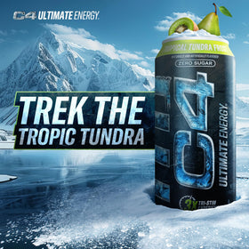 C4 Ultimate can being poured into glass for on-the-go refreshment.