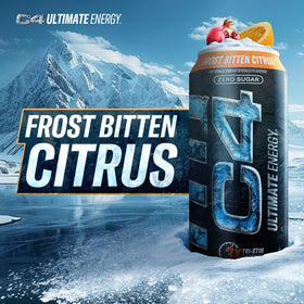 C4 Ultimate dynamine-teacrines close-up suggests longer-lasting energy with tri-stim blend.