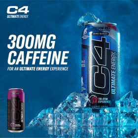 C4 Ultimate Energy pouring into glass to illustrate ready-to-drink convenience and energy