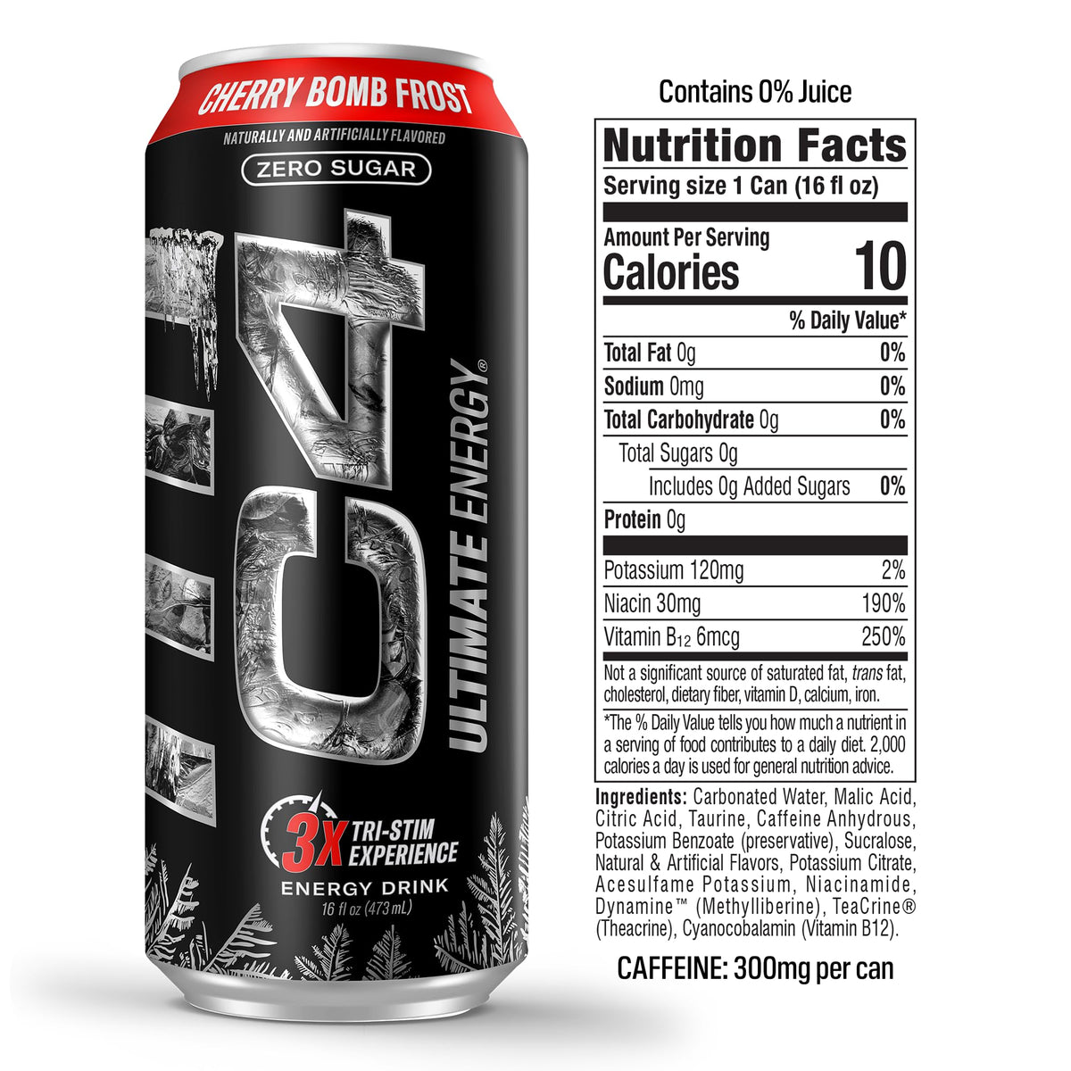 C4 Ultimate Frost cherry bomb flavor can image highlights fruity chill