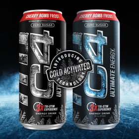 C4 Ultimate Frost frosty can on ice emphasizes zero sugar flavor