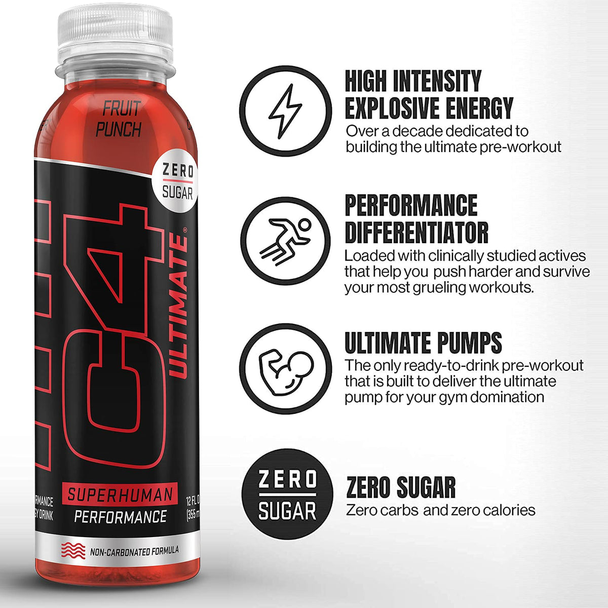 C4 Ultimate pack shot highlights convenient 12-pack for reliable daily energy.