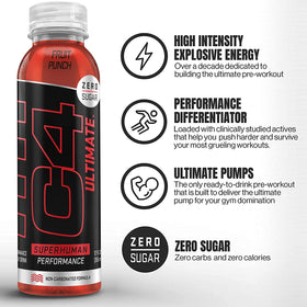 C4 Ultimate pack shot highlights convenient 12-pack for reliable daily energy.