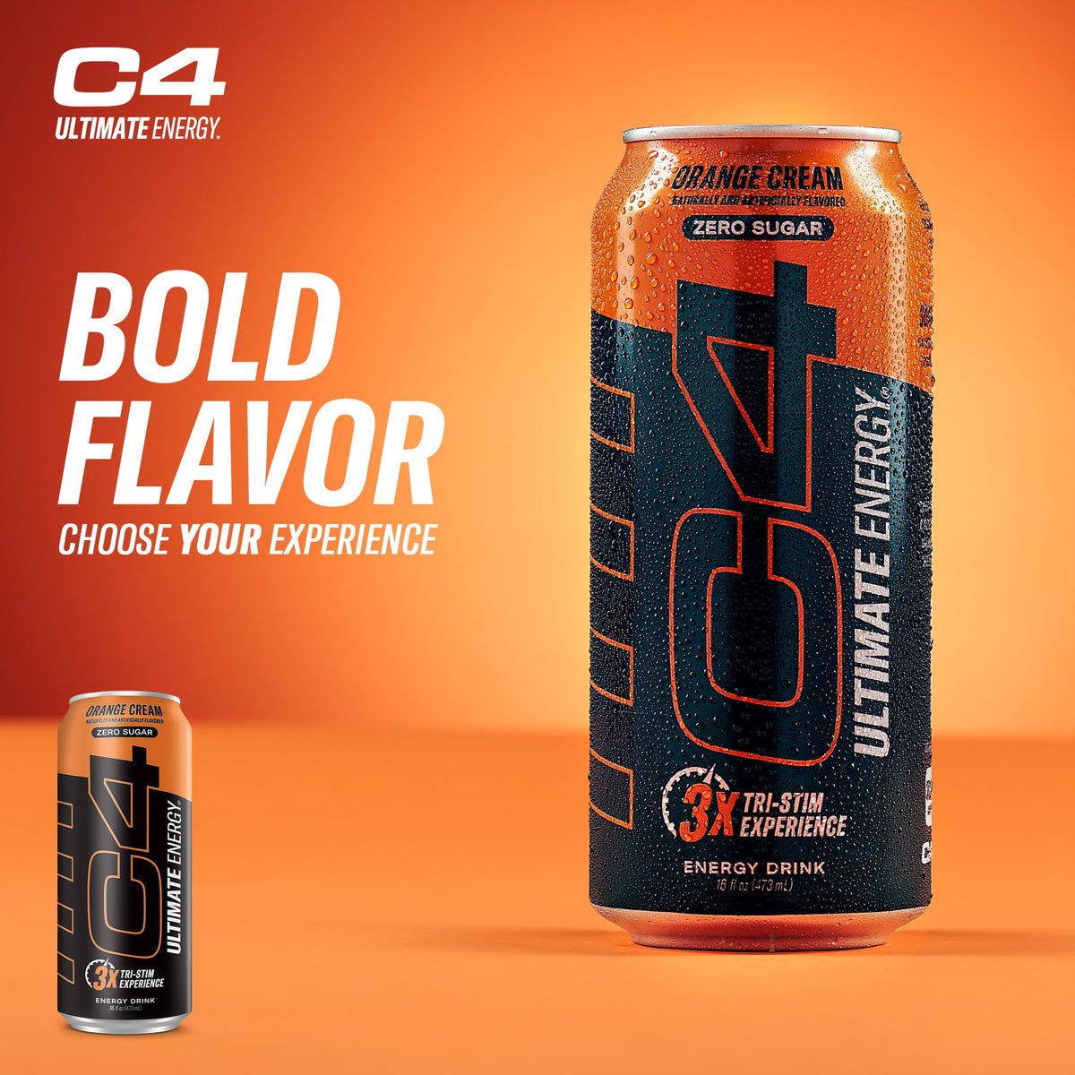 Refreshing splash image captures bold flavor and crisp aroma for C4 Energy.