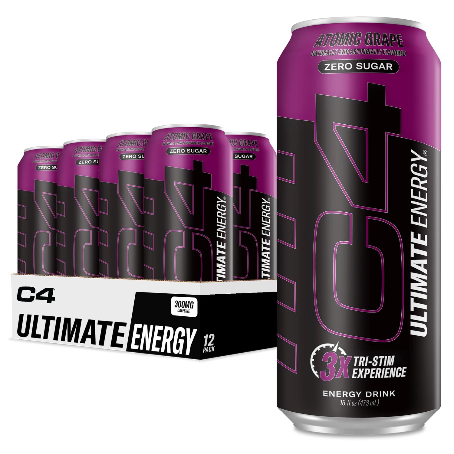 C4 Ultimate Zero Sugar Energy can front view showing sugar-free formula for quick boost