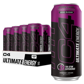 C4 Ultimate Zero Sugar Energy can front view showing sugar-free formula for quick boost
