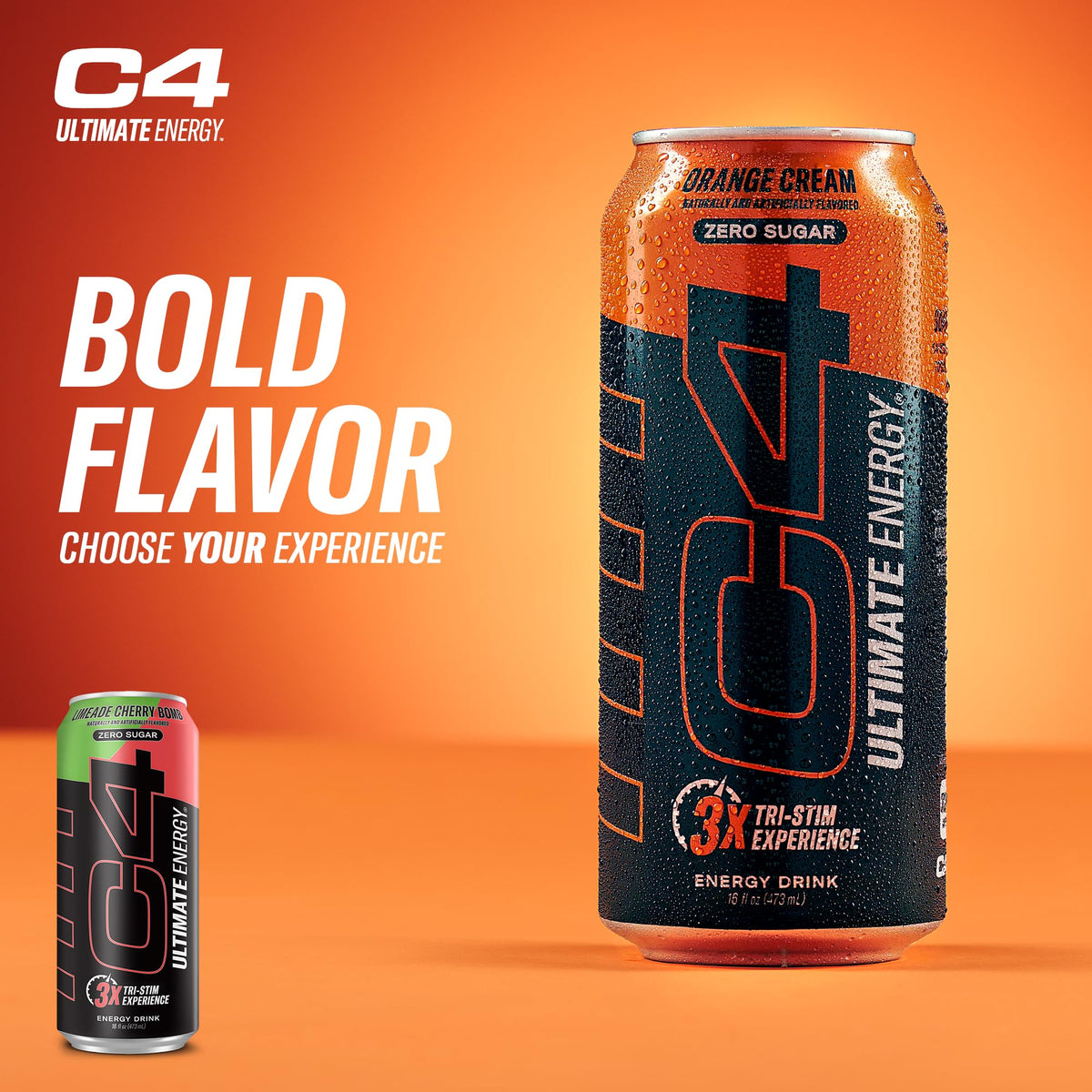 Close-up of C4 label highlights caffeine and tri-stim ingredients