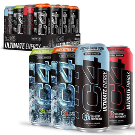 C4 Ultimate Zero Sugar Energy Pack front view showing bold branding and sugar-free promise.