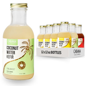 Cabana Cultures probiotic kefir bottle with tropical flavors for daily hydration.