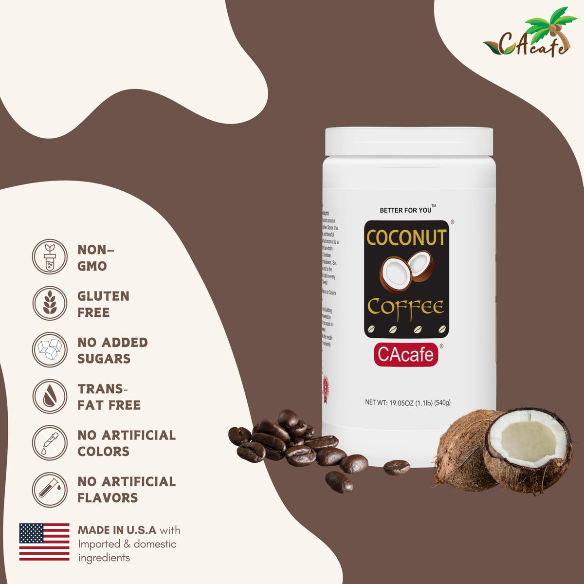 CAcafe coconut coffee cup splash – rich aroma and smooth flavor for a comforting hot drink