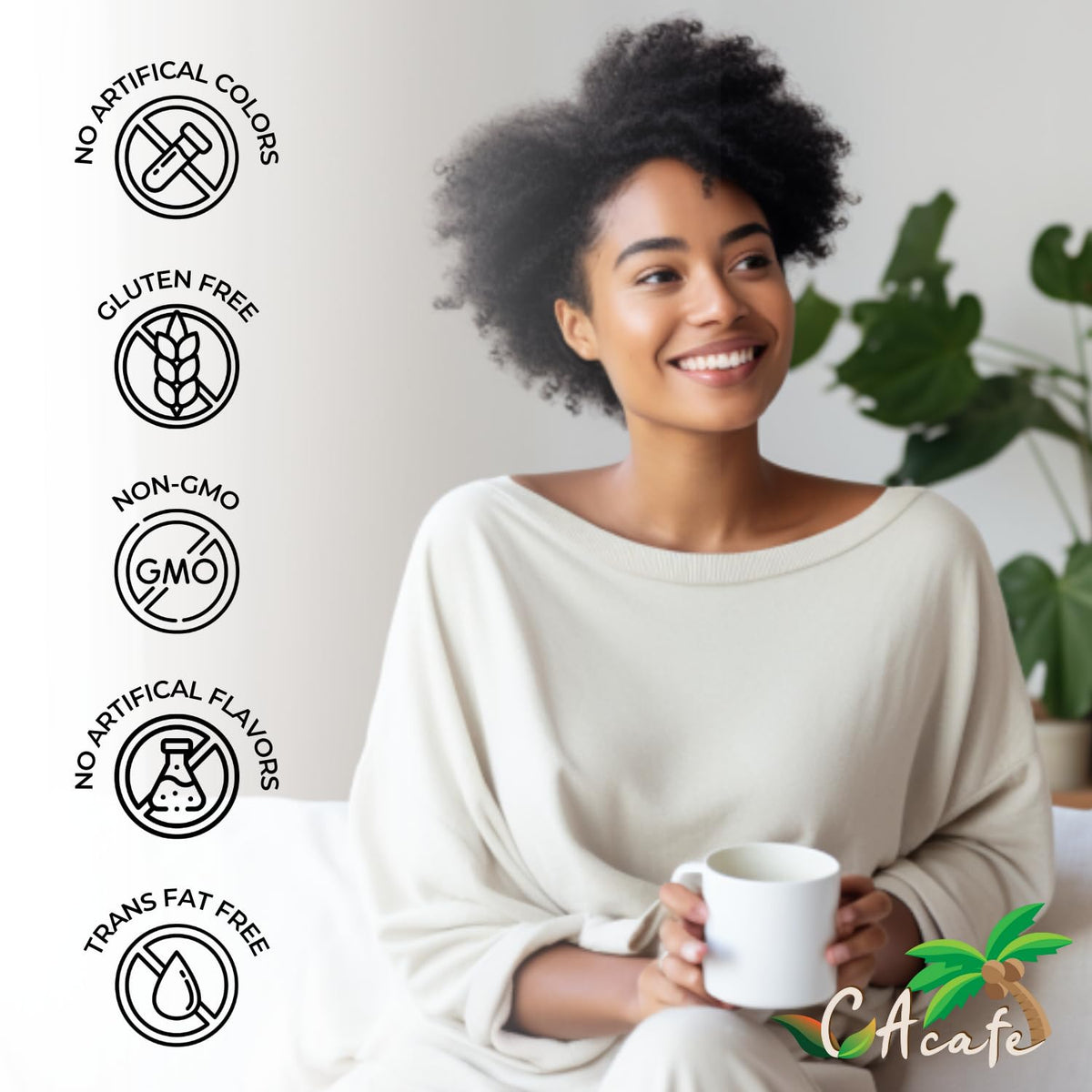 CAcafe coconut coffee ingredients label – transparent ingredients for flavorful, coconut-forward coffee