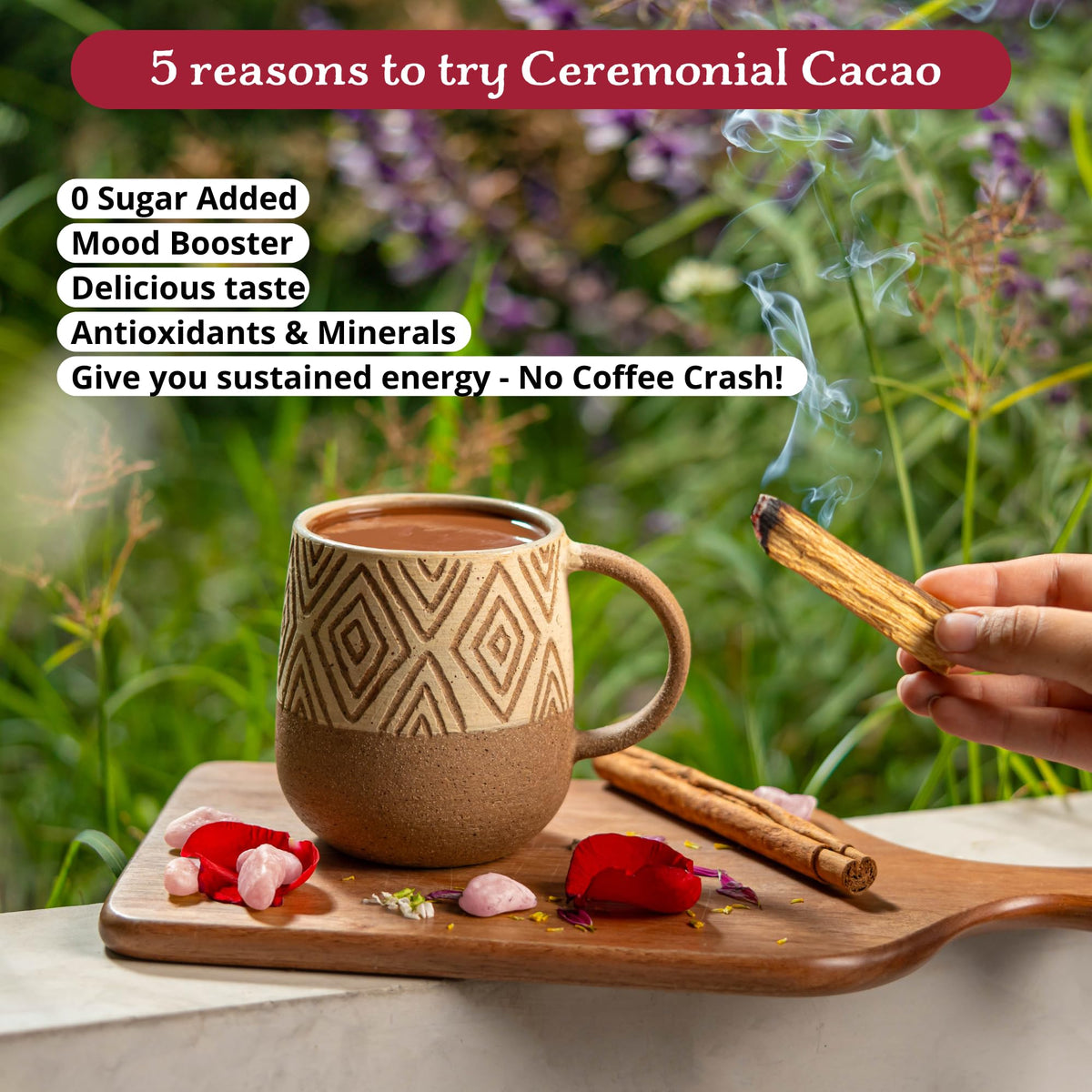 Cacao Adventures 8 oz packaging sits on a shelf.