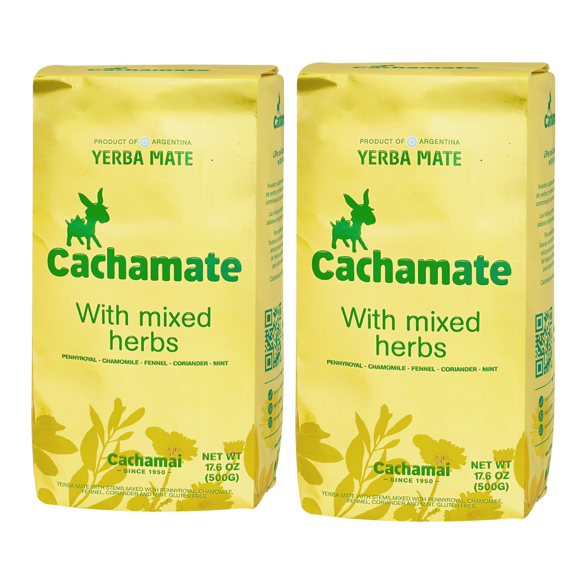 Cachamate Yerba Mate Herbal Blend bottle for daily energy rituals.
