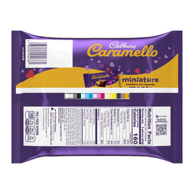 Cadbury Caramello Miniatures close-up reveals creamy caramel, perfect for gifting.