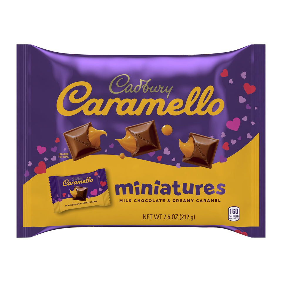 Cadbury Caramello Miniatures pack: milk chocolate with creamy caramel, perfect for sharing.