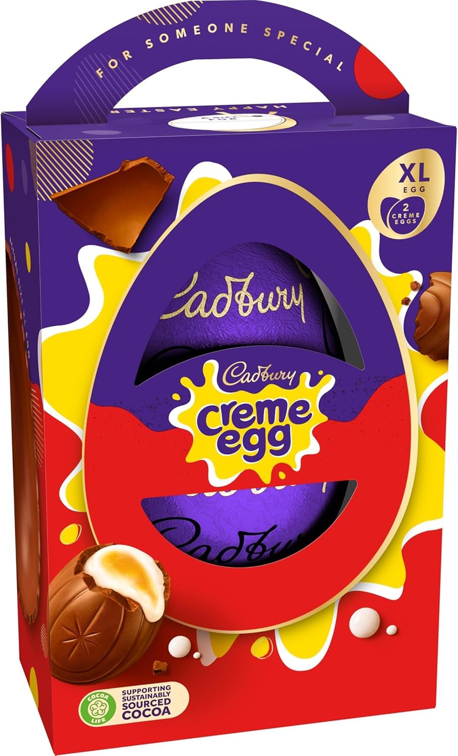Cadbury Creme Egg Extra Large with two creme eggs inside, perfect for gifting or sharing