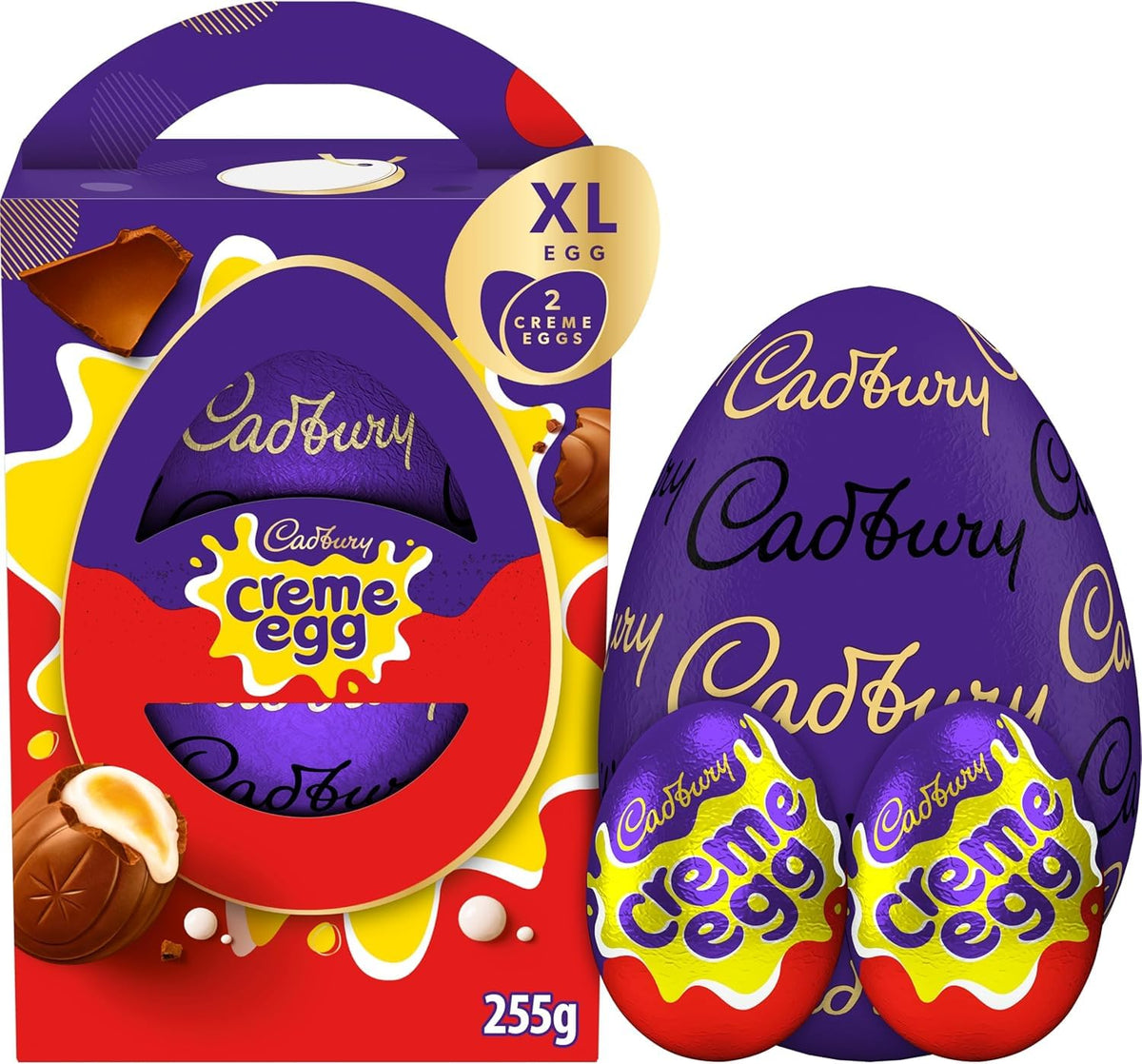 Cadbury Creme Egg Extra Large chocolate Easter egg wrapped, ideal centerpiece for celebrations