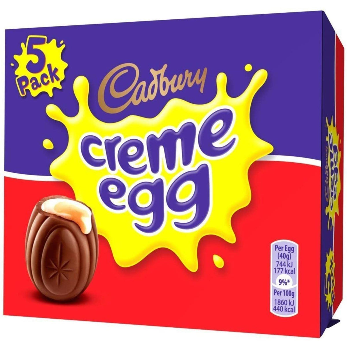 Cadbury Creme Eggs cross-section view showing gooey fondant inside milk chocolate.