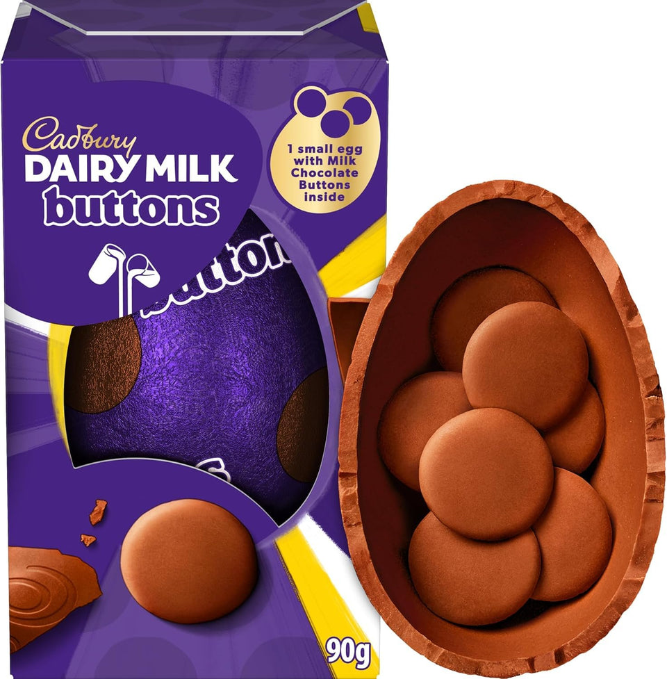 Cadbury Dairy Milk Buttons Easter Egg shell, smooth milk chocolate, ideal for gifting