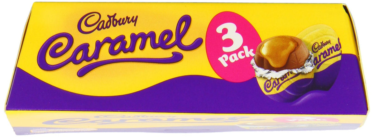 Cadbury Dairy Milk Caramel Eggs caramel center cross-section showing creamy core.