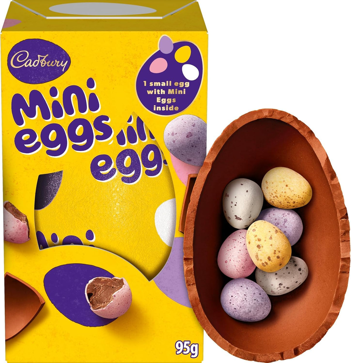 Cadbury Dairy Milk mini egg shell close-up, creamy chocolate perfect for Easter baskets