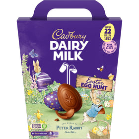 Cadbury Easter Egg Hunt Pack gift box shows 22 hollow eggs for Easter celebrations