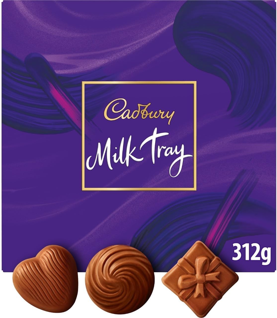 Cadbury Milk Tray box front, a premium gift idea for celebrations and sharing.
