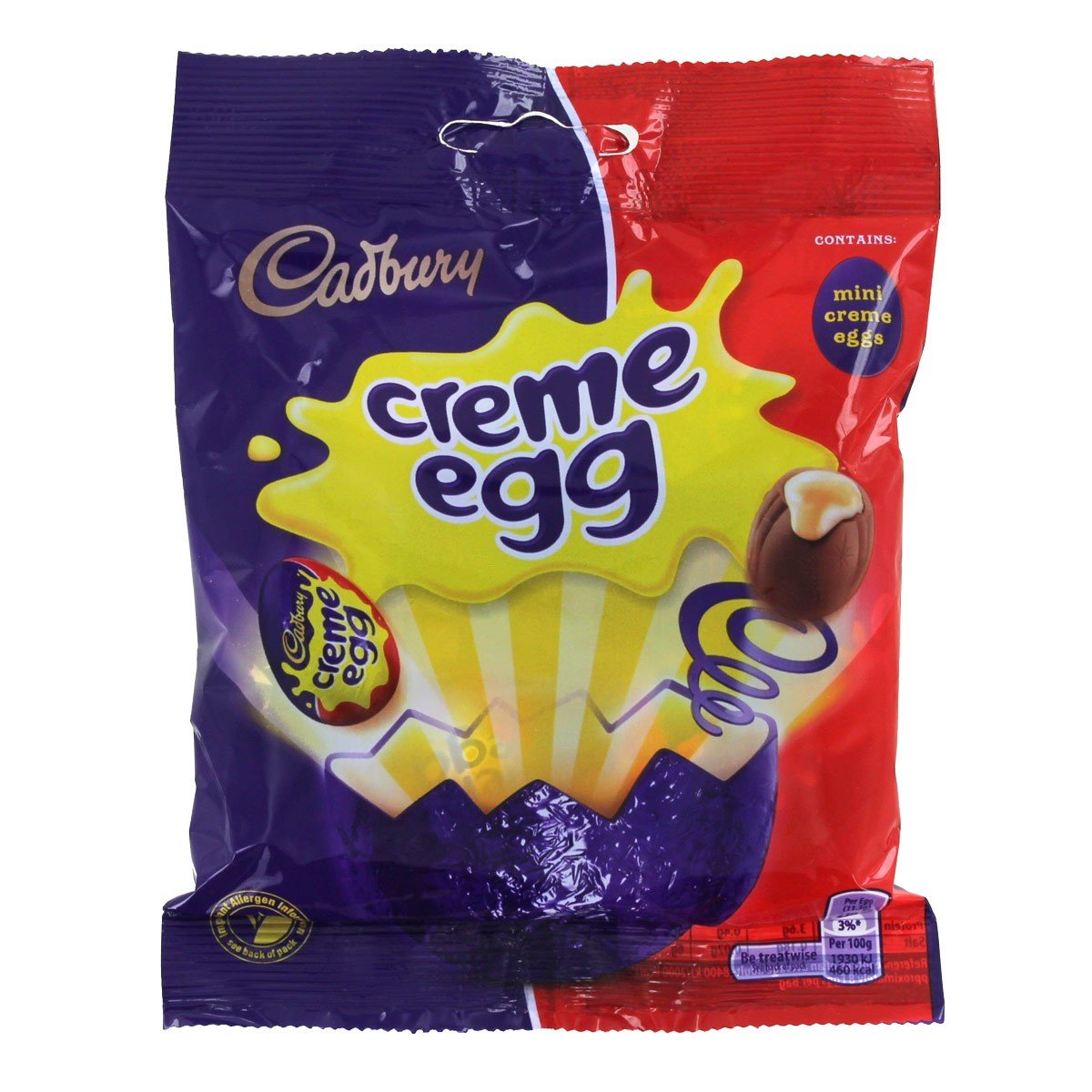 Cadbury Mini Creme Egg bag featuring fondant center, ideal for sharing and Easter gifting.