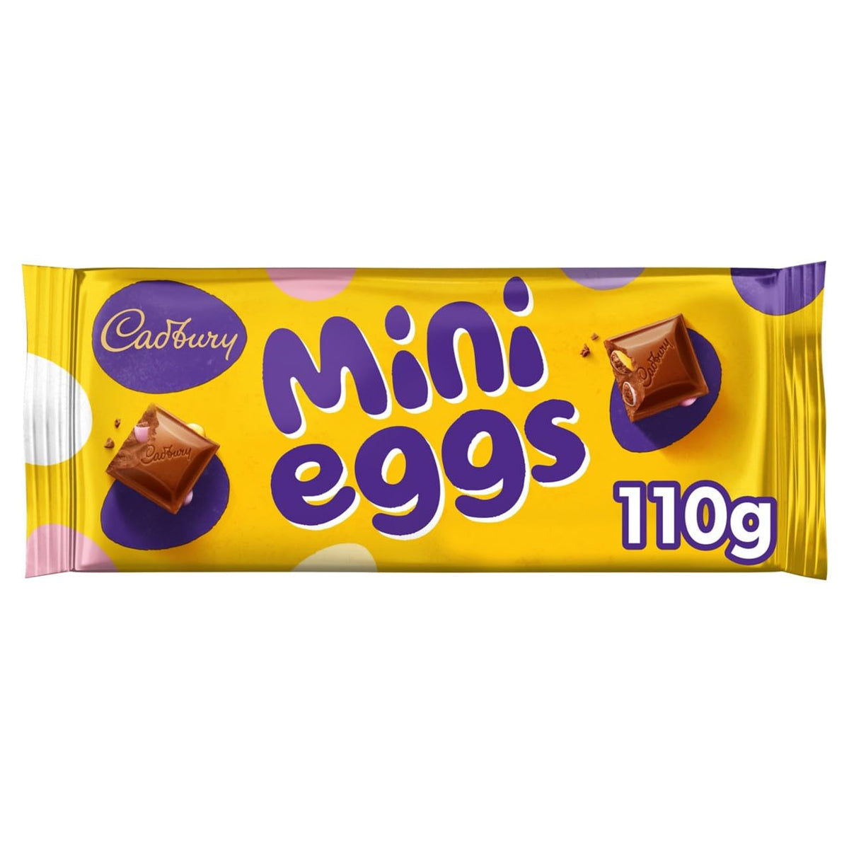 Cadbury Mini Eggs Milk Chocolate Bar packaging shown, ideal for gifting and sharing
