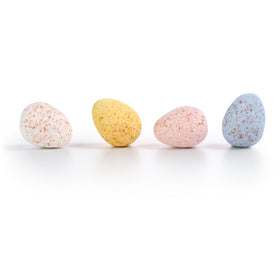 Cadbury Mini Eggs packaging detail, preserving freshness and crisp sugar shell texture.