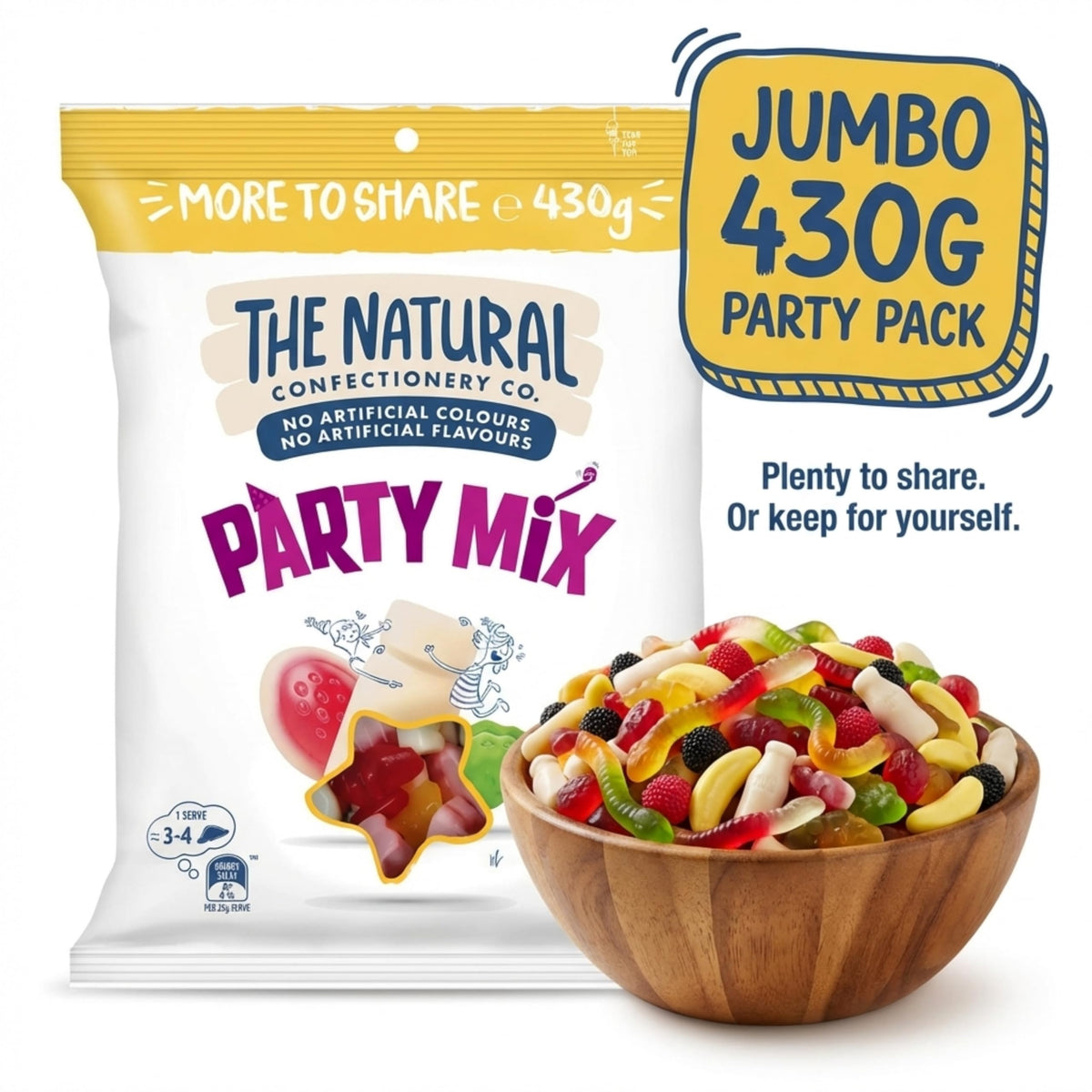 Cadbury NCC Party Mix 430g no artificial flavors, clean taste for gatherings.