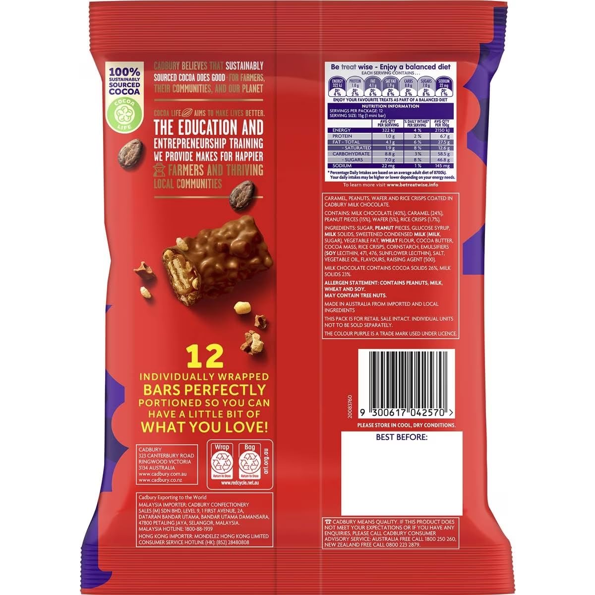 Cadbury Picnic bars milk-chocolate-coating offers smooth chocolate for on-the-go snacking.