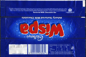 Cadbury Wispa bars close-up texture, creamy milk chocolate.