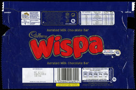 Cadbury Wispa foil-wrap details highlight smooth chocolate.