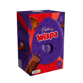 Cadbury Wispa Large Egg 182g milk chocolate close-up reveals creamy texture.